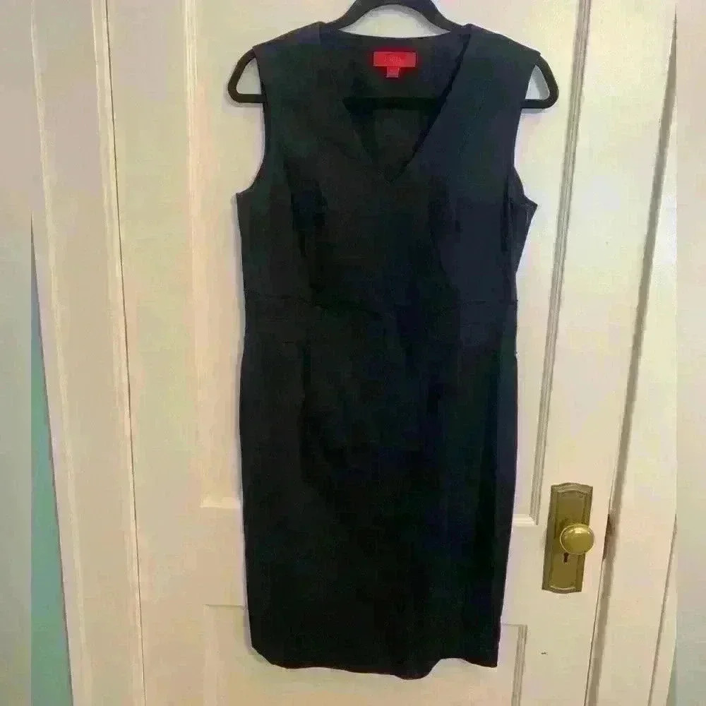 LaVia18 Navy Linen Like Cotton Dress, Italian size 46, Women’s Size 10